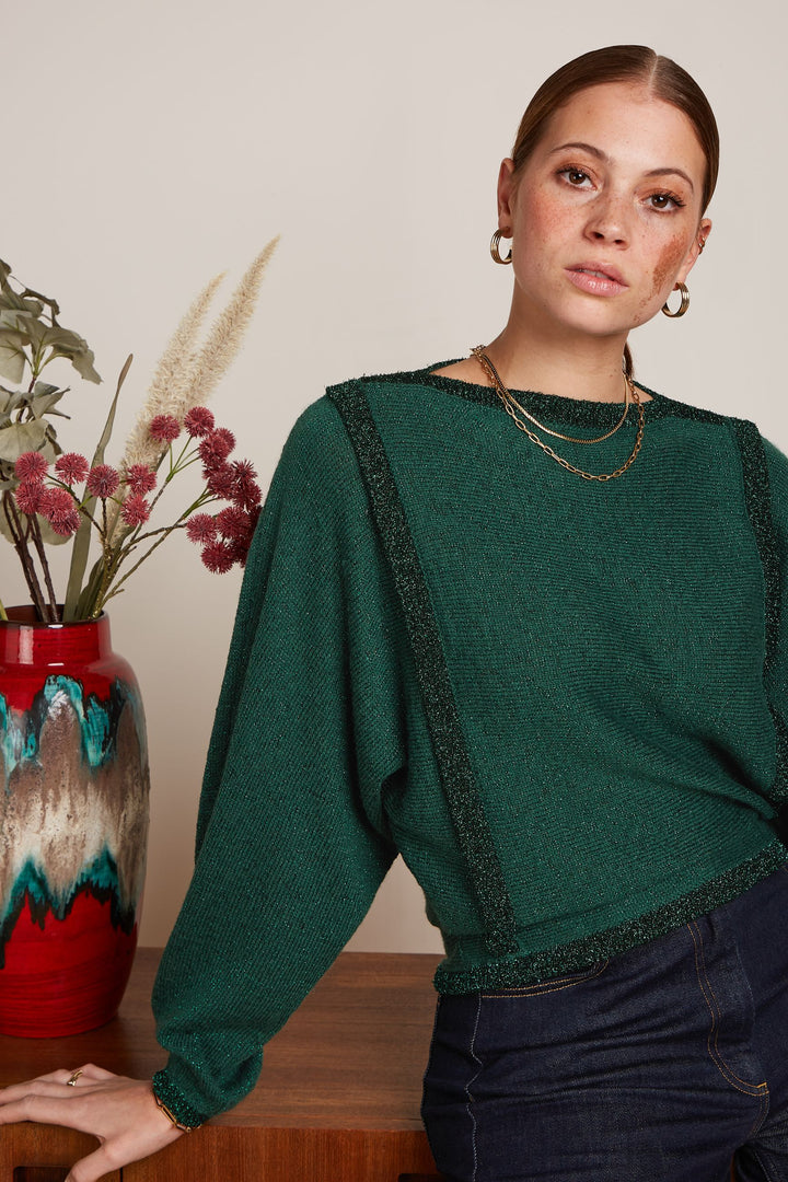 King Louie | Azzura Knit Top Eighties | Urban Green
