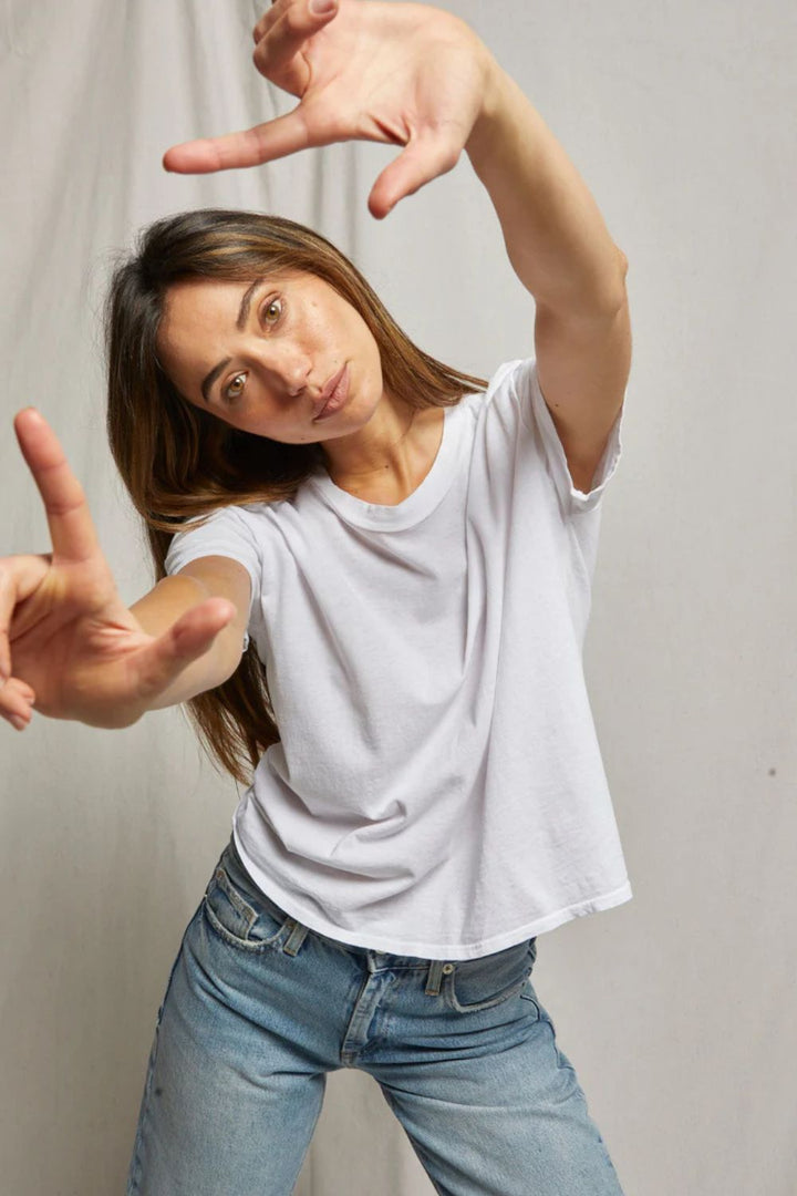 perfectwhitetee | harley crispy lightweight cotton boxy crew tee | white