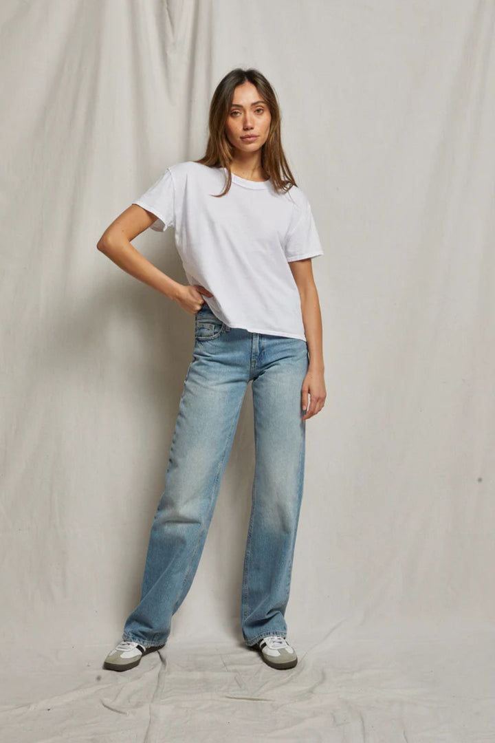 perfectwhitetee | harley crispy lightweight cotton boxy crew tee | white