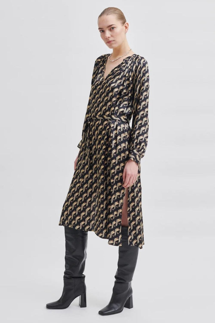 Second Female | Hopi Geo Print Dress | Black