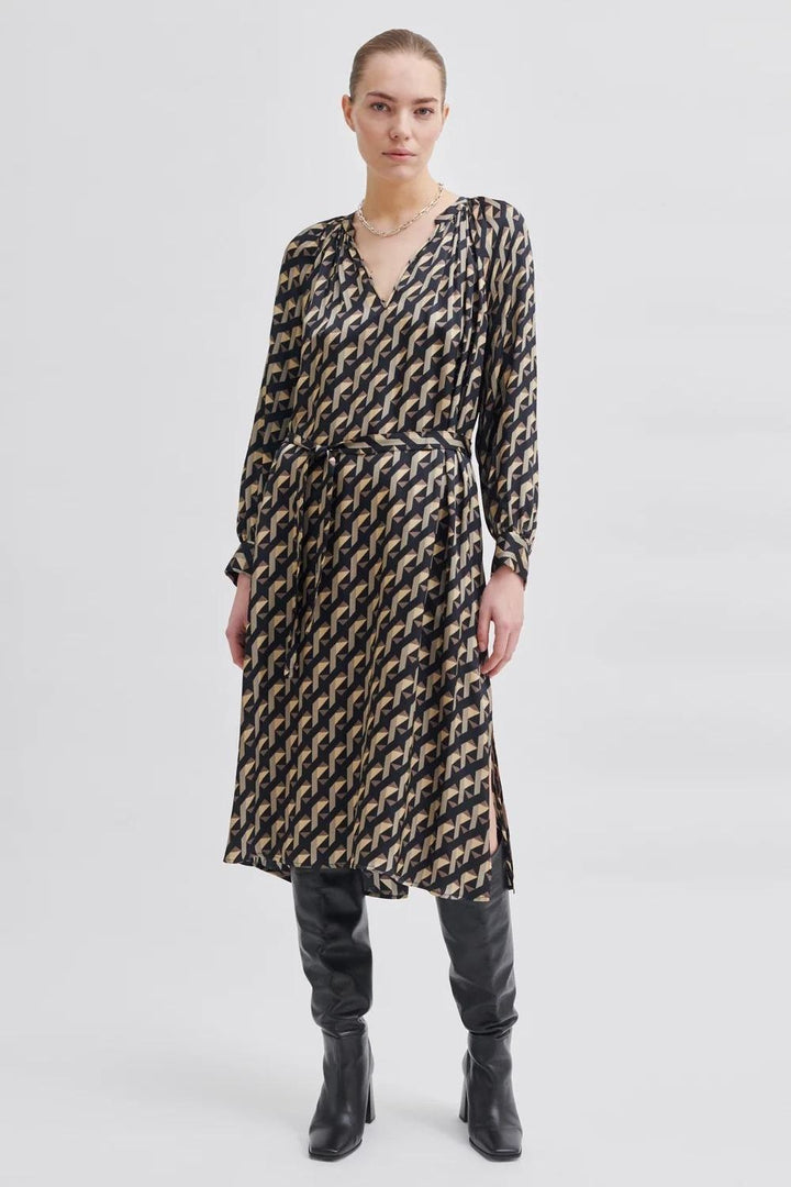 Second Female | Hopi Geo Print Dress | Black