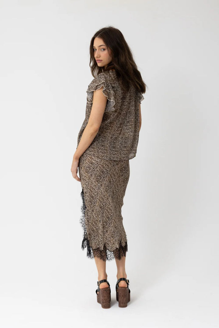Joey the Label | SATC S/SLV Blouse | Snake Print / Toffee