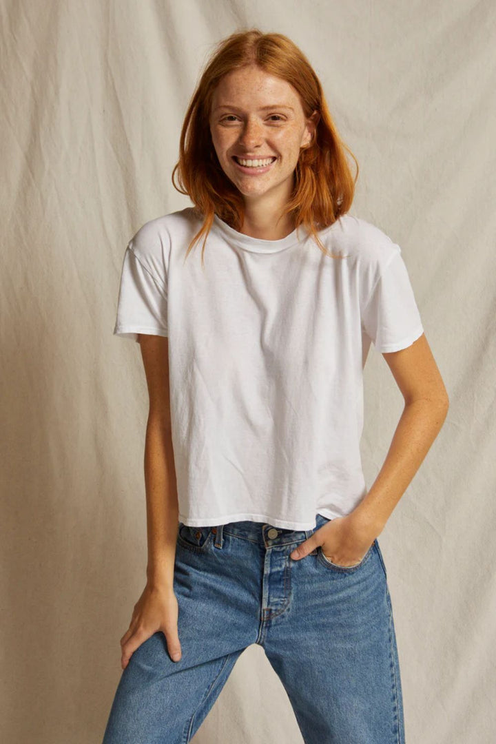 perfectwhitetee | harley crispy lightweight cotton boxy crew tee | white