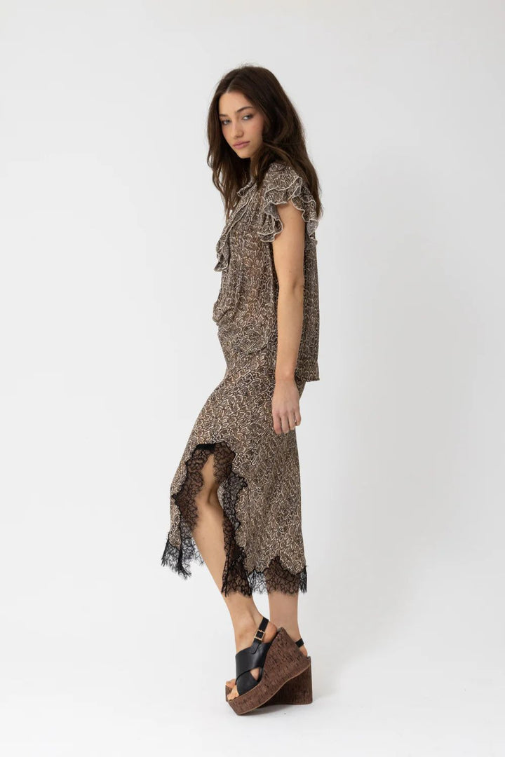Joey the Label | SATC S/SLV Blouse | Snake Print / Toffee