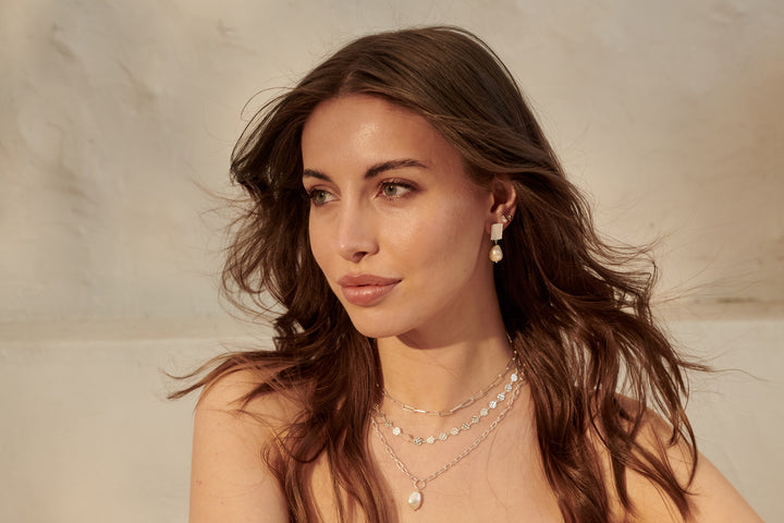 Murkani | Aphrodite Goddess Small Pearl Earrings | Sterling Silver