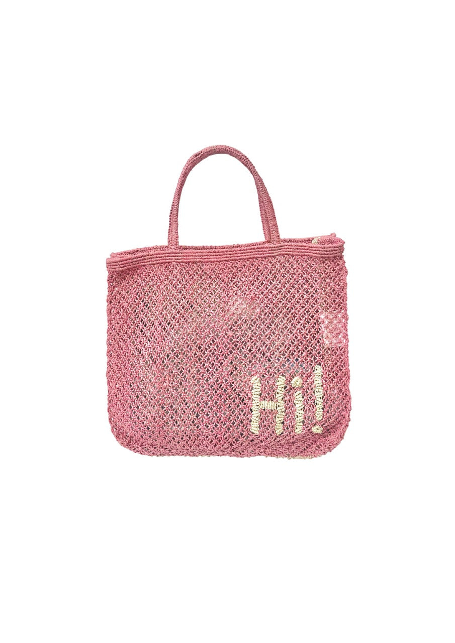 The Jacksons | Jute Harvey Peep-Eyes Bag with Double Pockets | Berry - Natural & Black