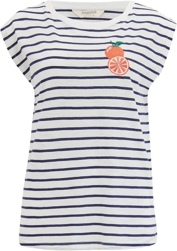 Chrissy Relaxed Tank T-Shirt Off-White, Navy, Fruity Orange