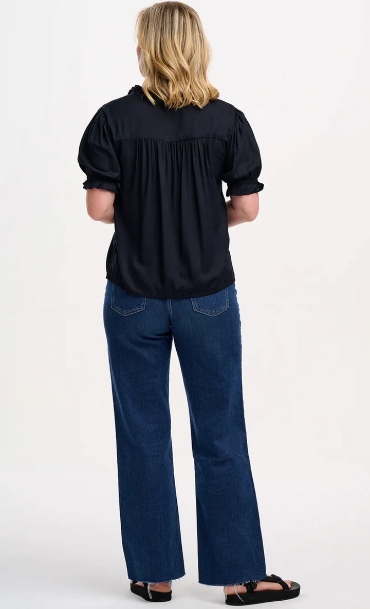 Angelique Shirred Top - Blk
