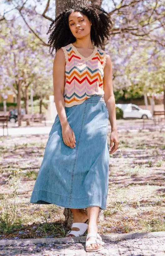 ORIANNA SKIRT - MID BLUE DENIM