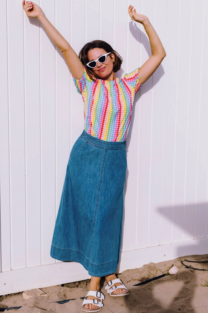 ORIANNA SKIRT - MID BLUE DENIM