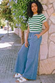 ROKSANDA WIDE LEG TROUSERS - MID BLUE DENIM