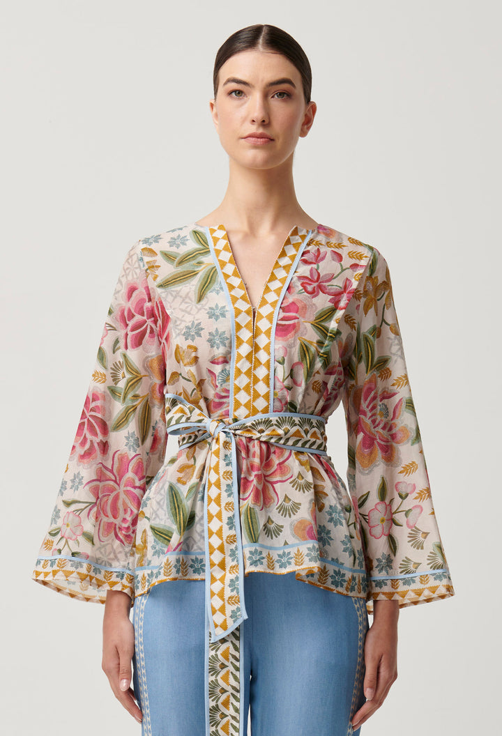 Once Was | Emery Cotton Silk Kaftan Tie Top | Azalea Fields