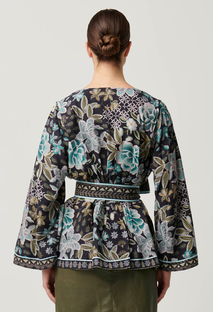 Once Was | Emery Viscose Dobby Kaftan Tie Top | Dahlia Fields