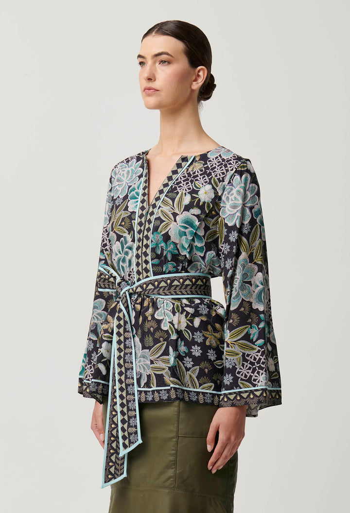 Once Was | Emery Viscose Dobby Kaftan Tie Top | Dahlia Fields