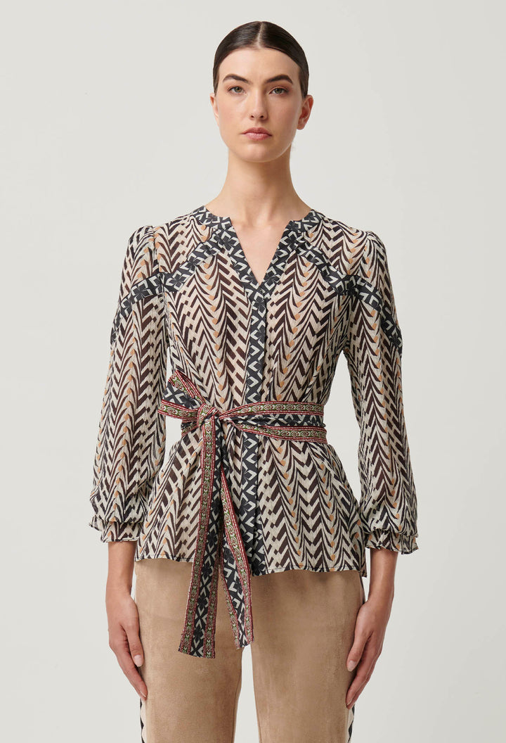 Once Was | Fallon Crinkle Cotton Silk Blouse | Bromegrass