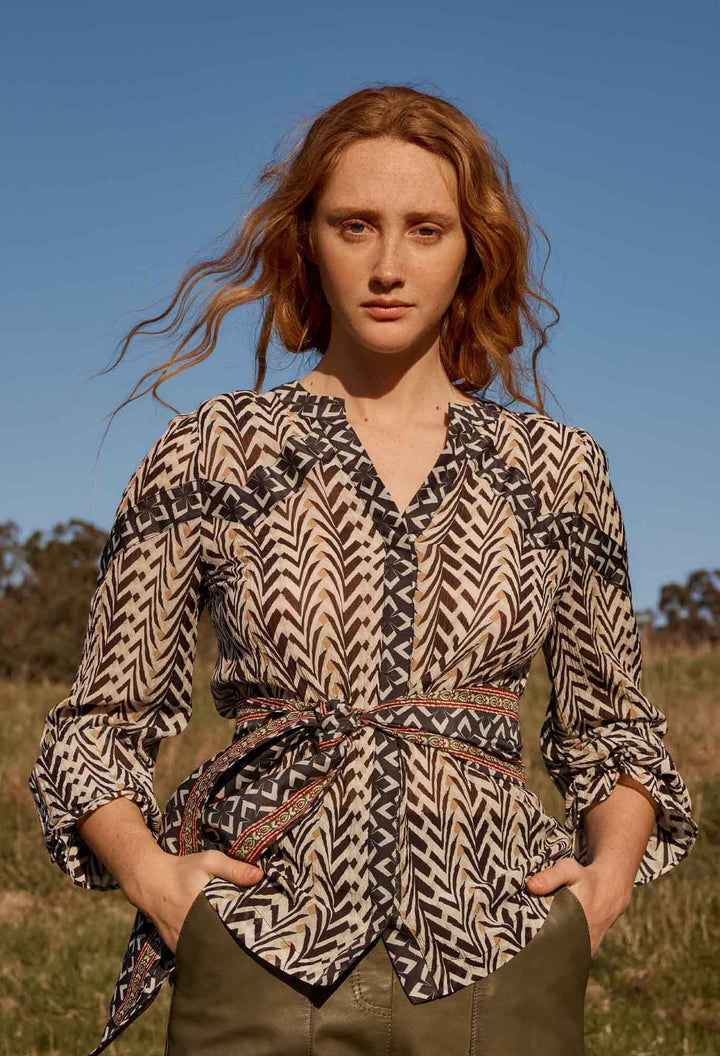 Once Was | Fallon Crinkle Cotton Silk Blouse | Bromegrass