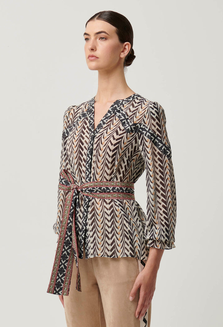Once Was | Fallon Crinkle Cotton Silk Blouse | Bromegrass