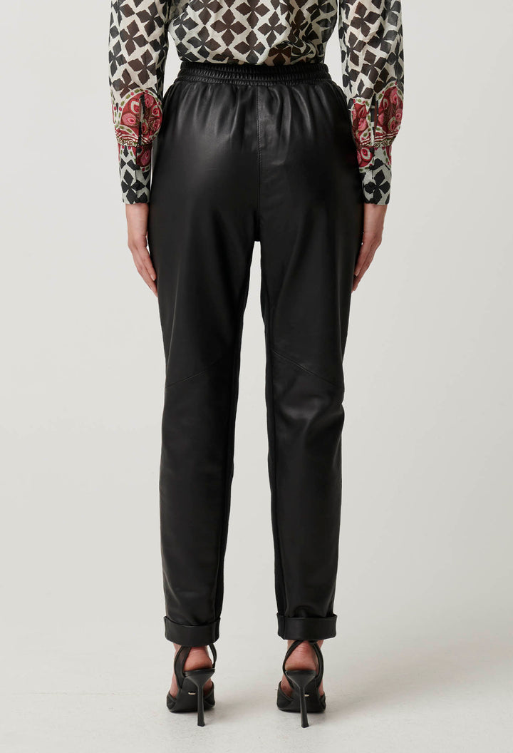 Once Was | Sylvan Leather Curved Pant Jogger | Black