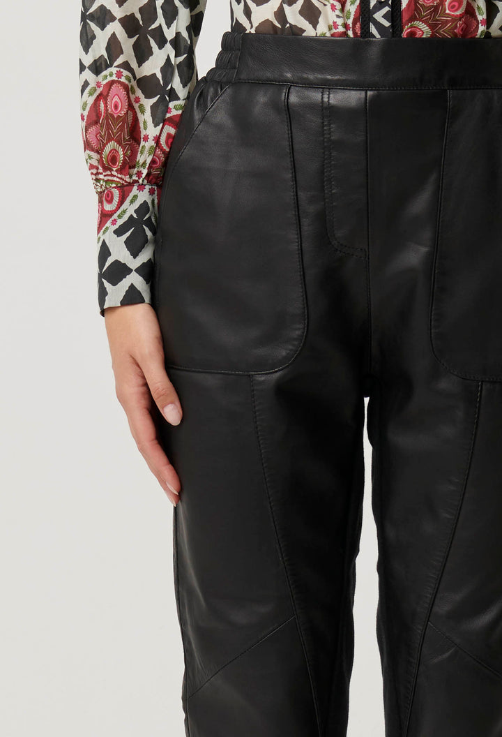 Once Was | Sylvan Leather Curved Pant Jogger | Black