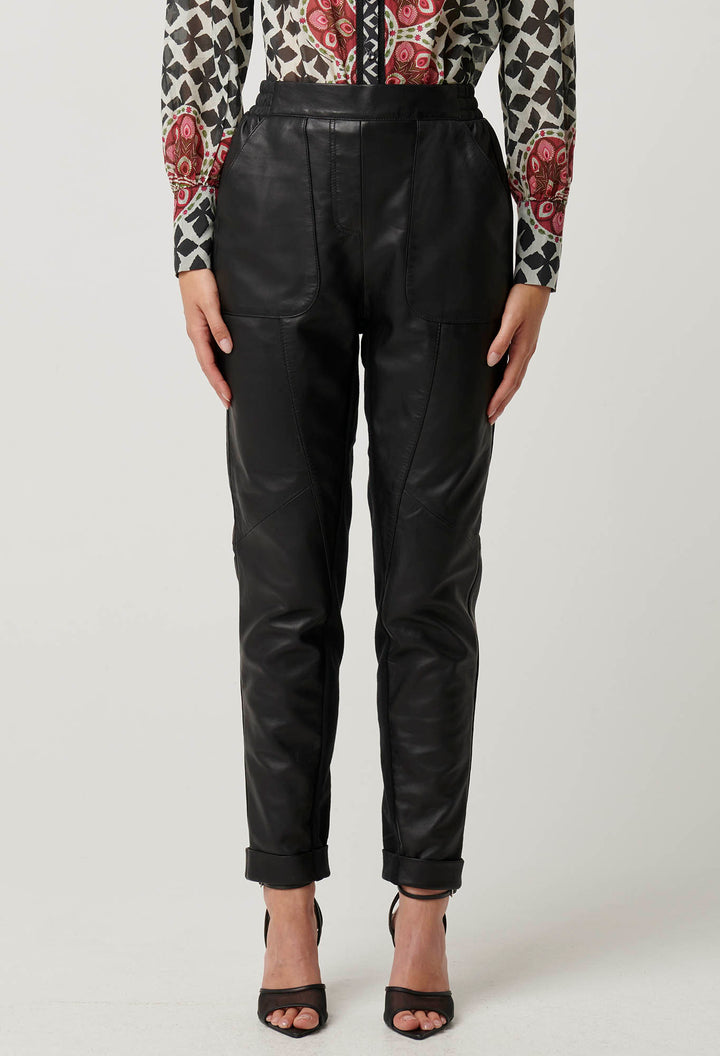 Once Was | Sylvan Leather Curved Pant Jogger | Black
