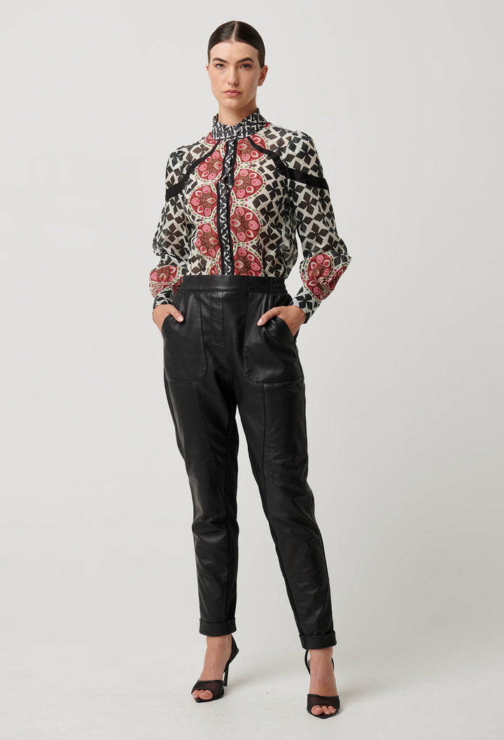 Once Was | Sylvan Leather Curved Pant Jogger | Black