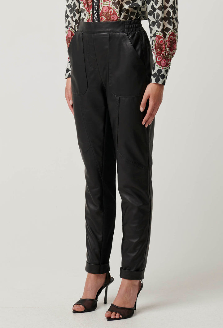 Once Was | Sylvan Leather Curved Pant Jogger | Black