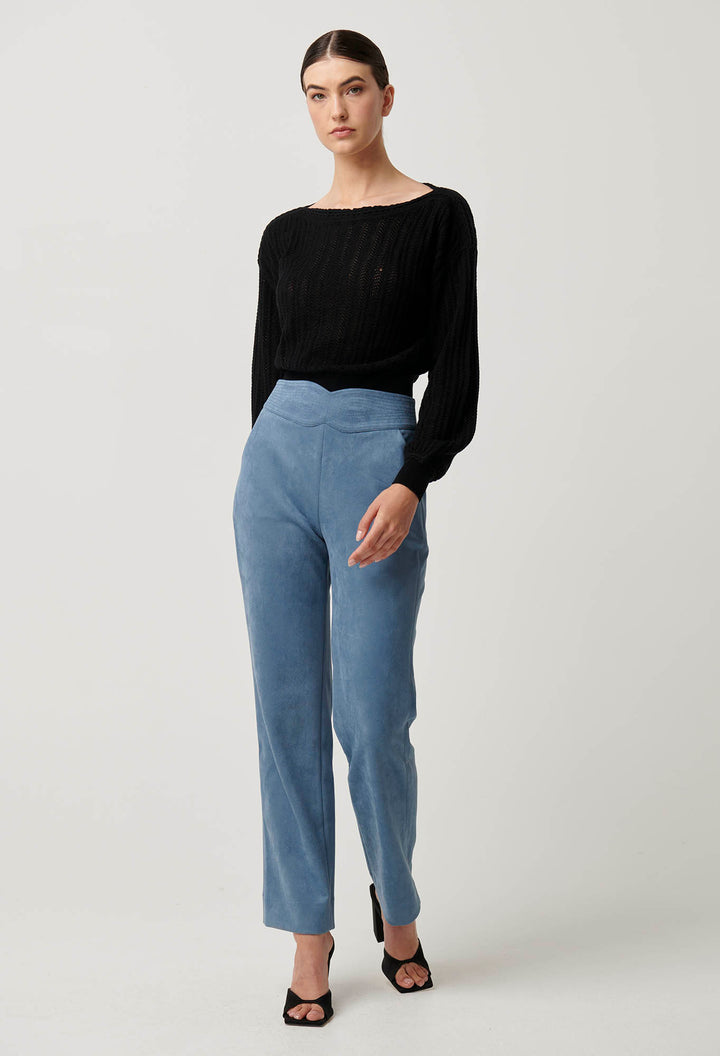 Once Was | Scarlett Faux Suede Pant | Sky