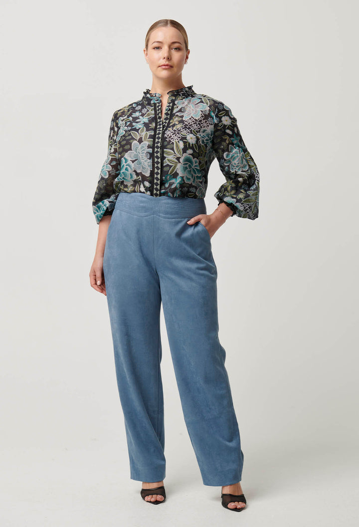 Once Was | Scarlett Faux Suede Pant | Sky