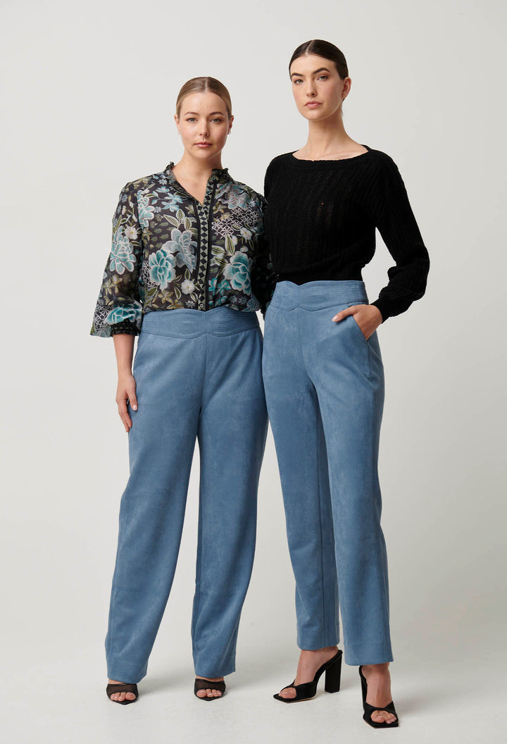 Once Was | Scarlett Faux Suede Pant | Sky