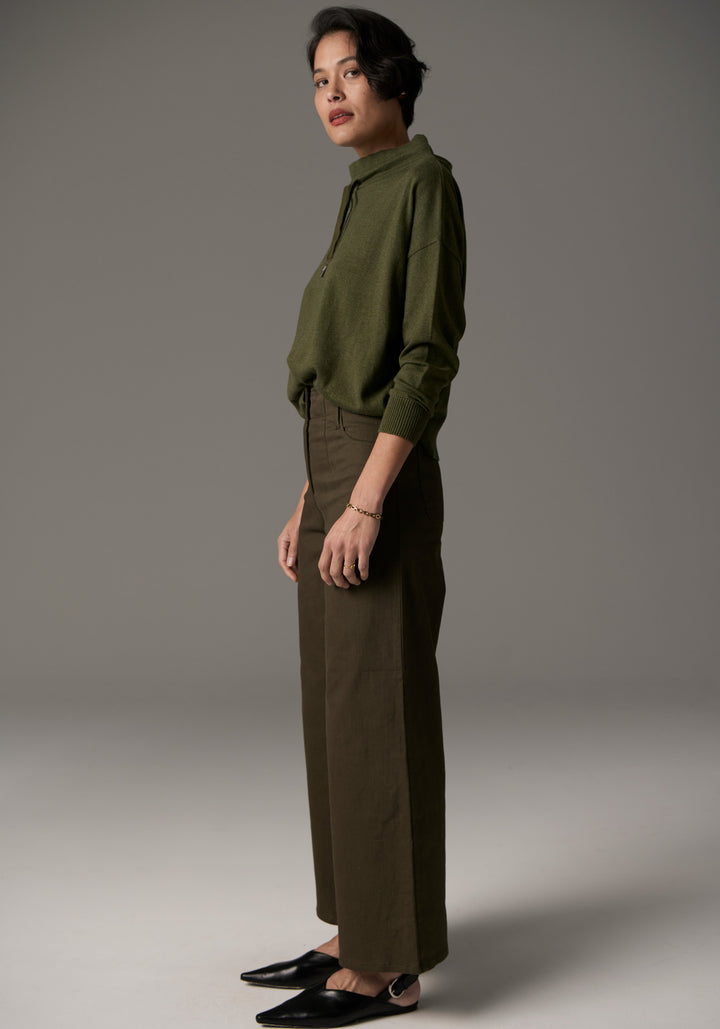 POL Clothing | Beech Drawcord Knit | Khaki