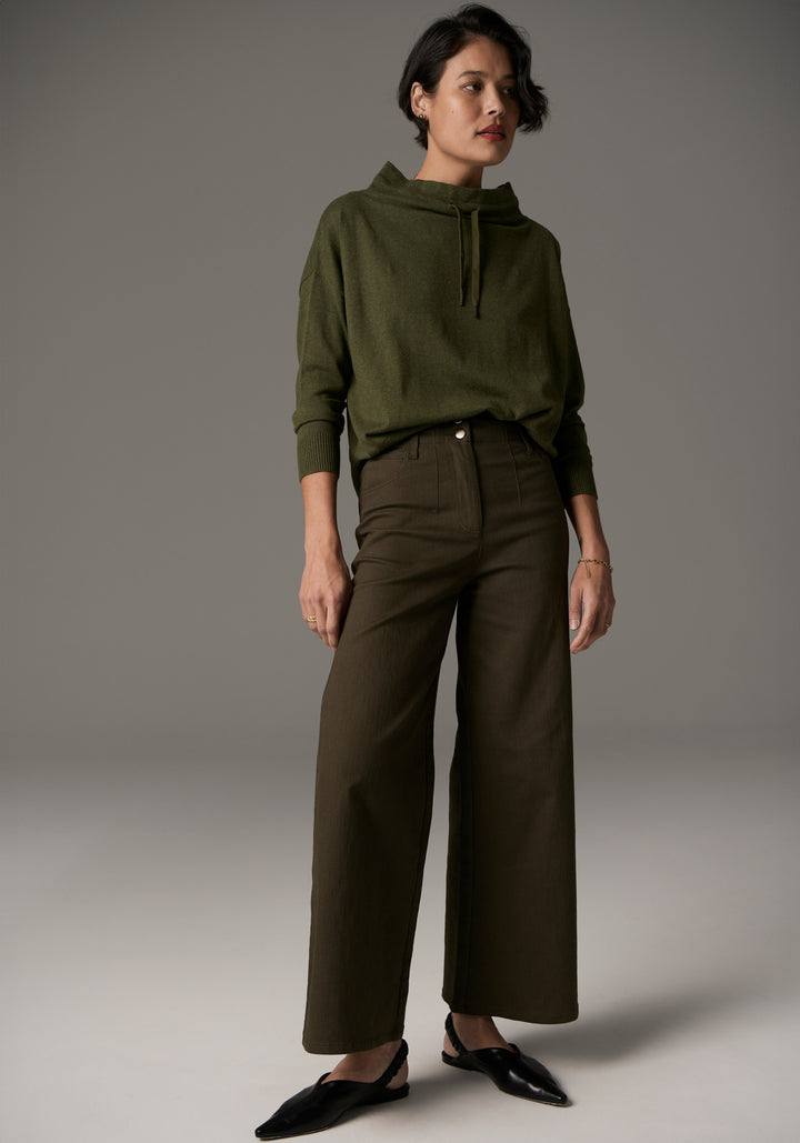 POL Clothing | Beech Drawcord Knit | Khaki