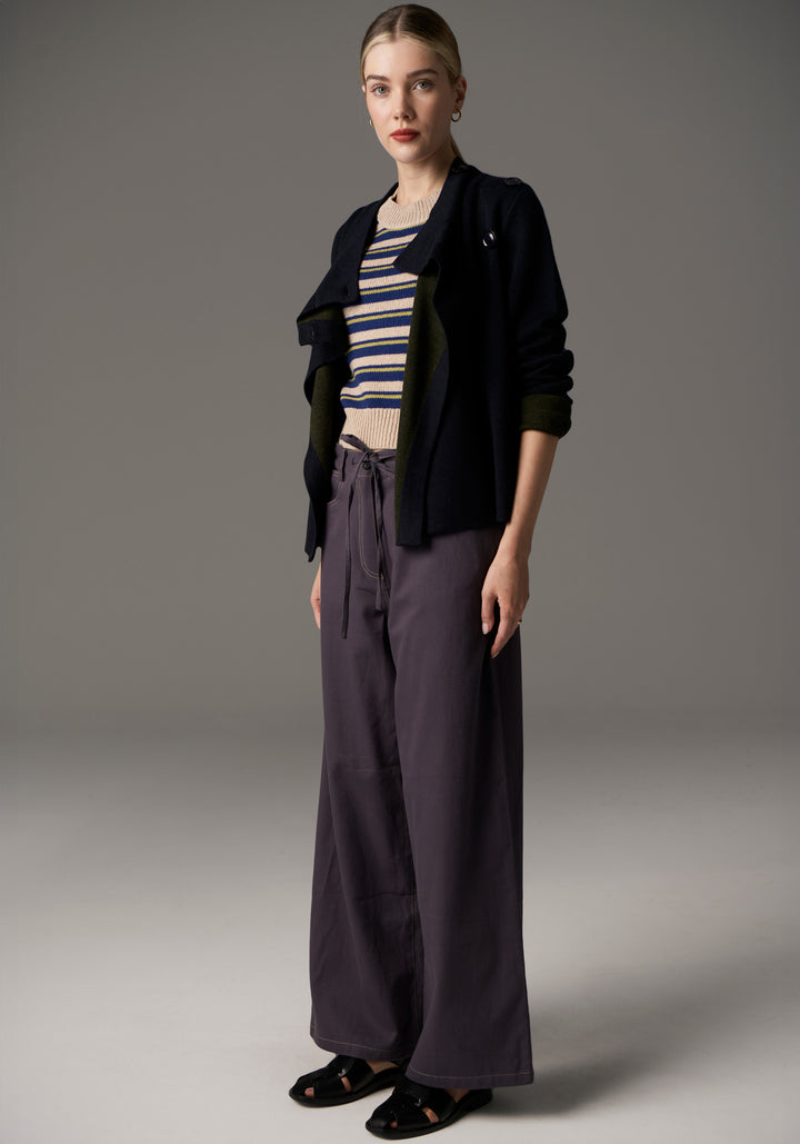 POL Clothing | Bennet Coat Double Knit | Ink/Khaki