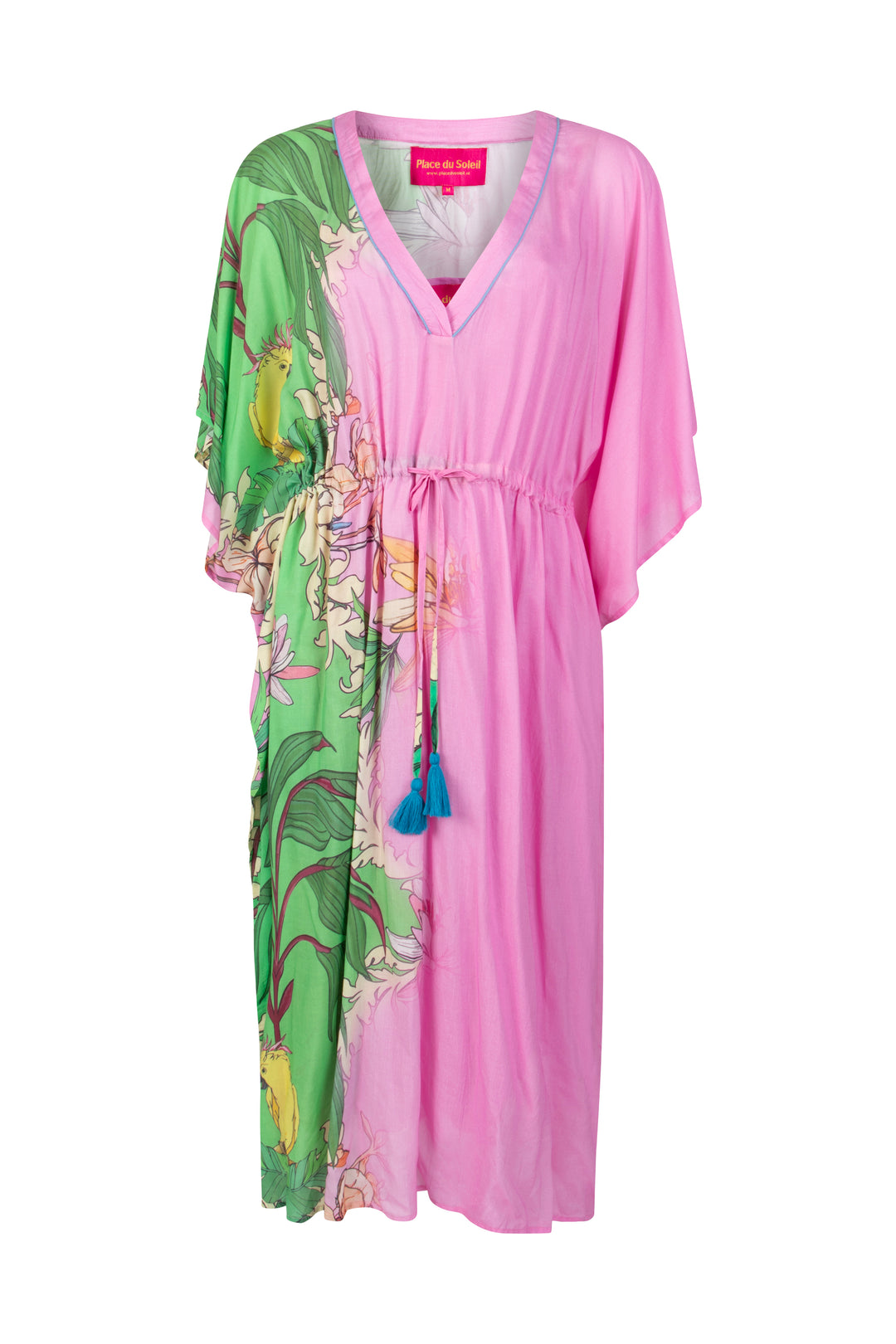 Place du Soleil | Green Birds Kaftan | Pink