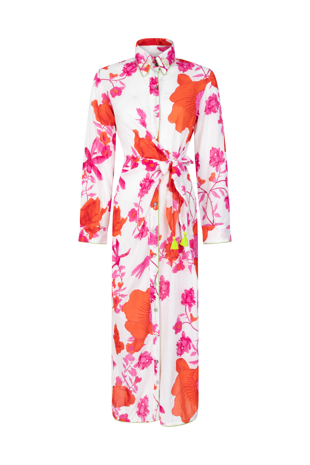 Place du Soleil | Pink Flower Dress Sleeves | White Multi