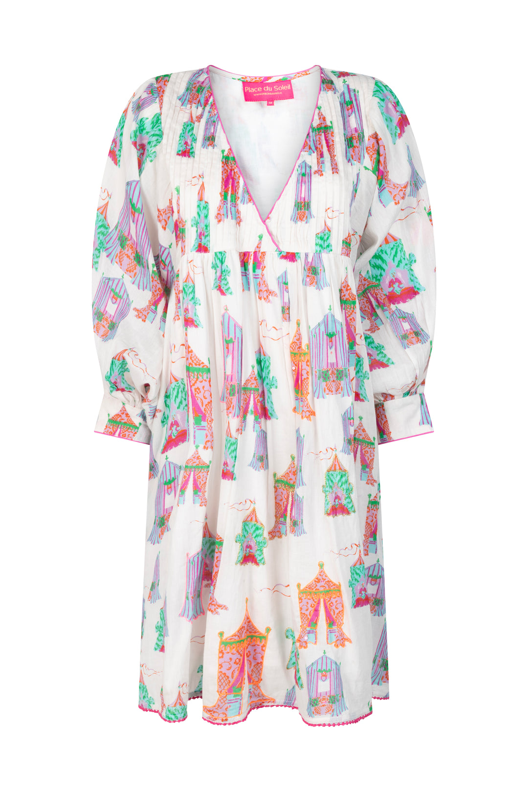 Place du Soleil | Tea Tents shirt Dress | White Multi