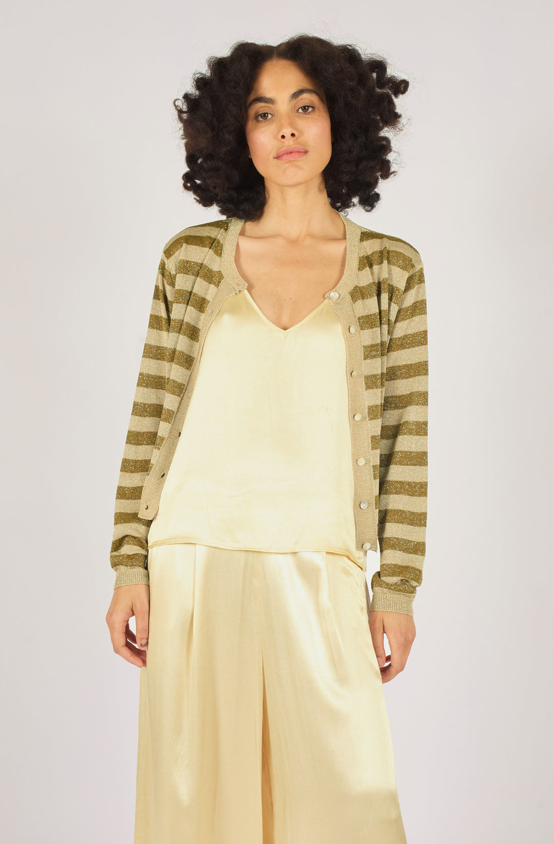 Traffic People | Tarnish Cardigan | Summer Madness Stripe Gold