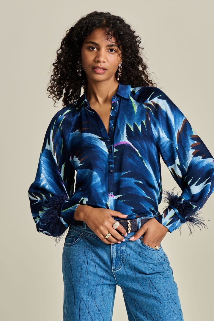 POM Amsterdam | Blouse | Feathers Blue