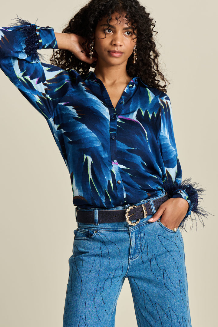 POM Amsterdam | Blouse | Feathers Blue