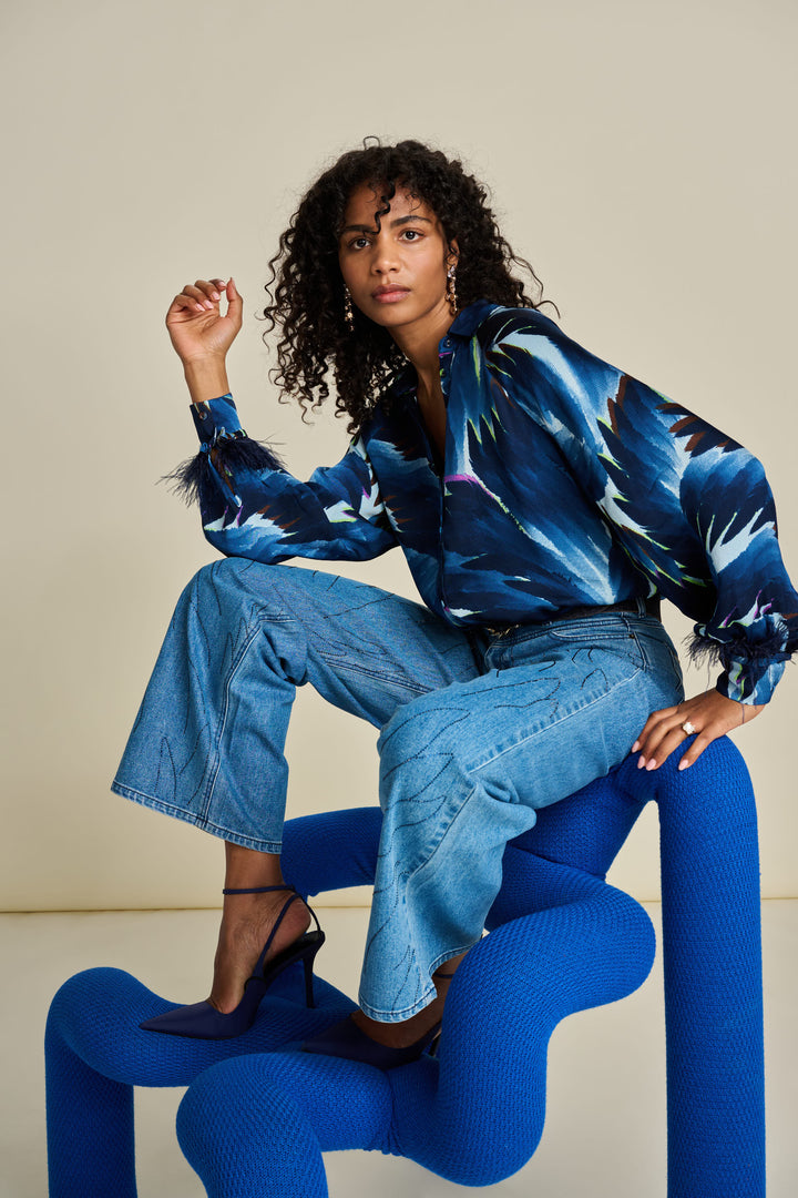 POM Amsterdam | Blouse | Feathers Blue