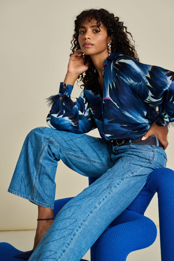 POM Amsterdam | Blouse | Feathers Blue