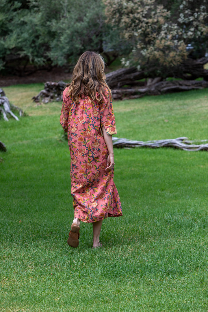 Mandalay Designs | Charleston Floral Maxi | Deep Coral