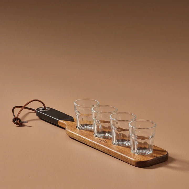 Gentlemen's Hardware I serving paddle and shot glasses - Dutch Hideout