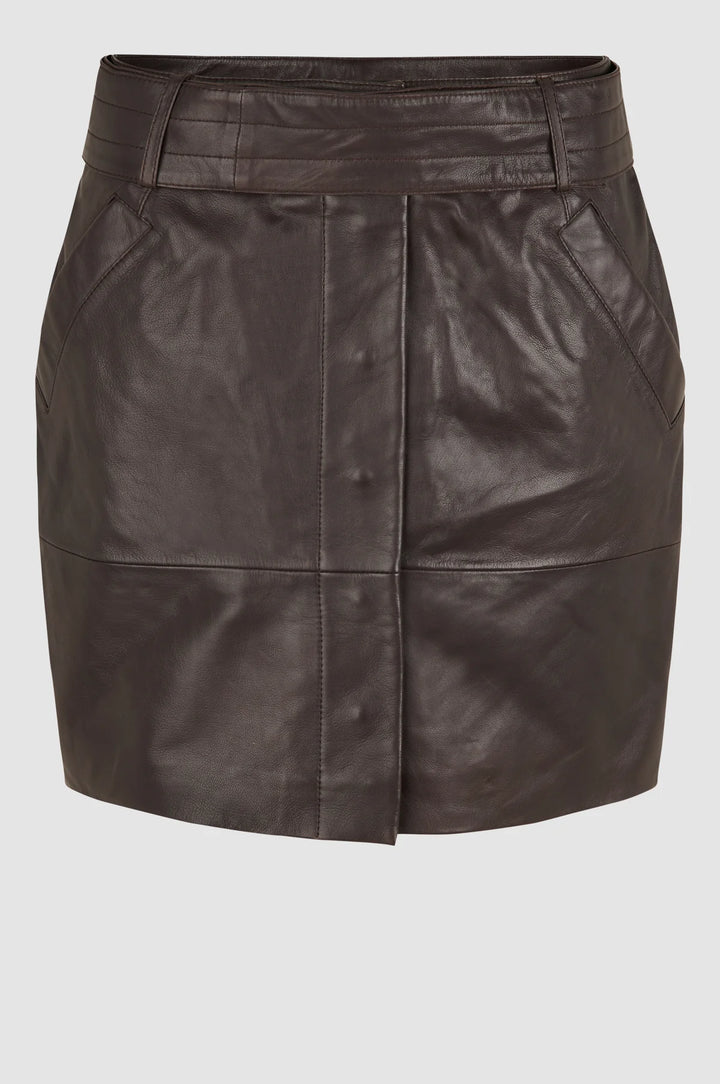 SECOND FEMALE | LETHO LEATHER SKIRT - DELICIOSO (CHOC) - Dutch Hideout