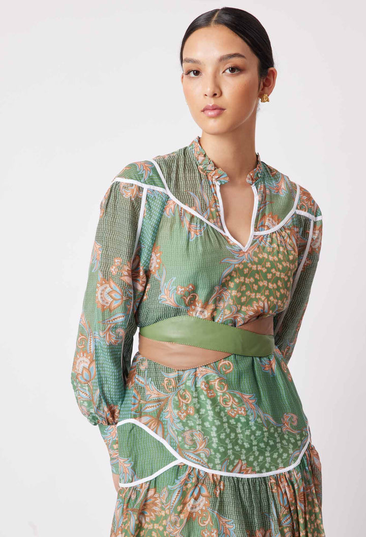 ONCE WAS | HARMONY LEATHER TWIST BELT IN HUSK / SAGE - Dutch Hideout