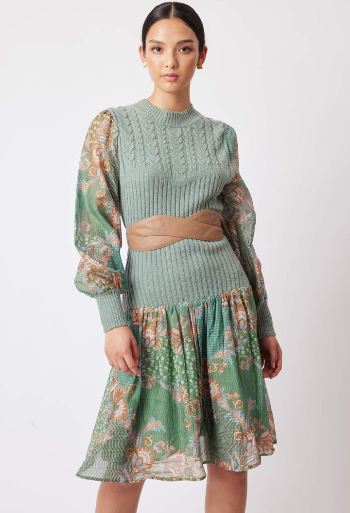 ONCE WAS | HARMONY LEATHER TWIST BELT IN HUSK / SAGE - Dutch Hideout