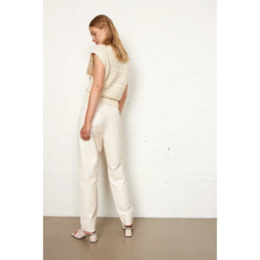 Second Female | Indai Leather Trousers - Pearled Ivory - Dutch Hideout