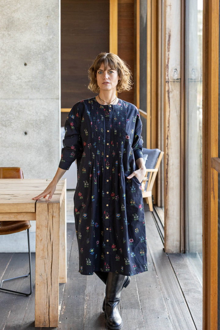 Mandalay Designs | Ditsy Floral Shirtdress | Black - Dutch Hideout
