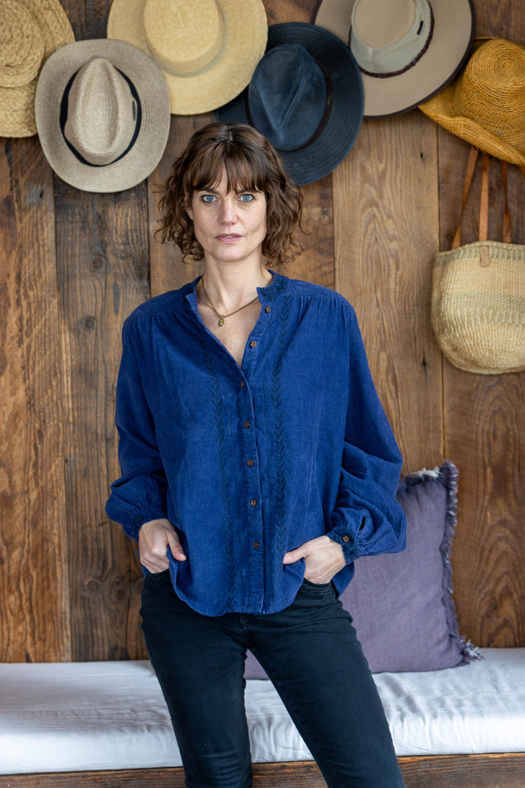 Mandalay Designs | Vines Cord Shirt | Indigo - Dutch Hideout