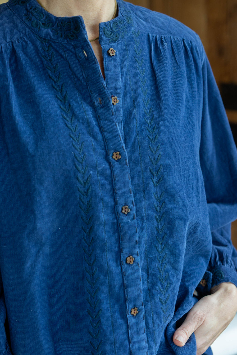 Mandalay Designs | Vines Cord Shirt | Indigo - Dutch Hideout