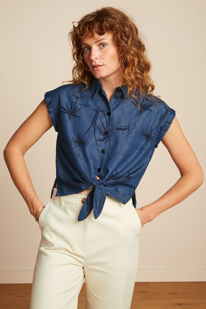 King Louie | Knot Blouse Daytrip | Denim Blue